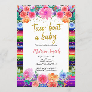 Invitation Baby shower floral mexicain Taco Bout Baby