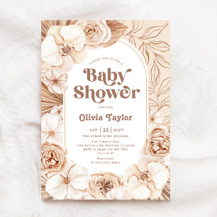 Invitation Baby shower Floral Mocha Boho