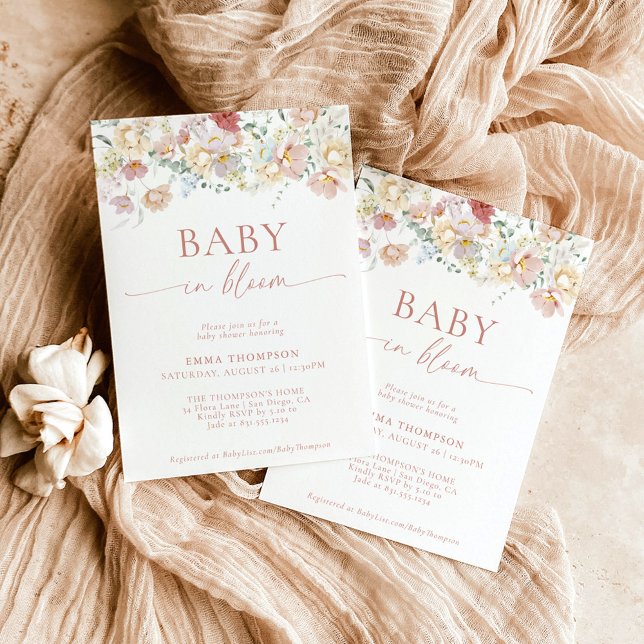 Invitation Baby shower Floral moderne | Baby shower Boho (Créateur téléchargé)