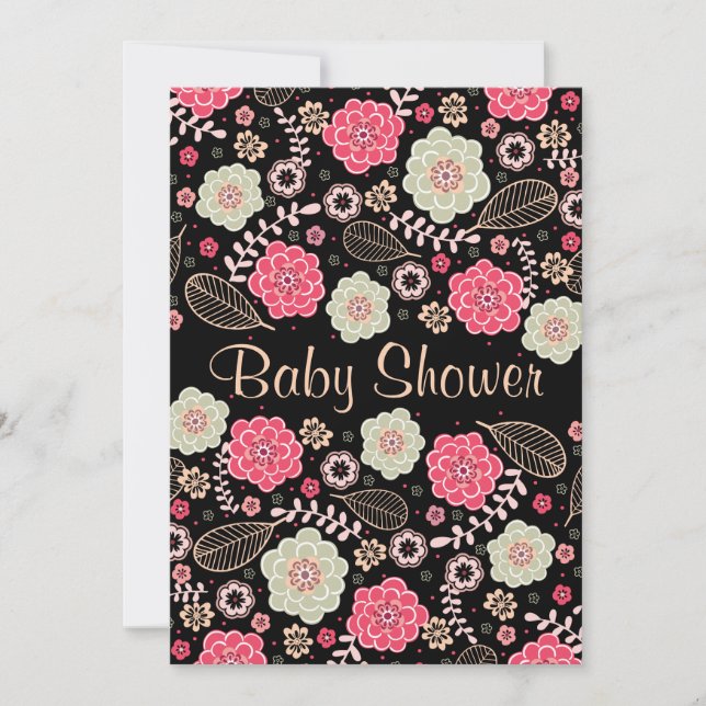 Invitation Baby shower floral moderne classique (Devant)