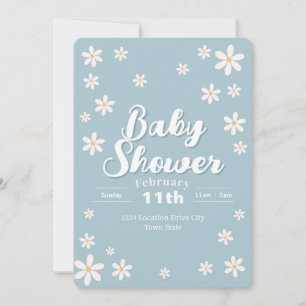 Invitation Baby-Shower Floral Moderne - Fleur de Bleuet Perso