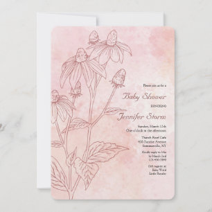 Invitation Baby shower floral monochromatique