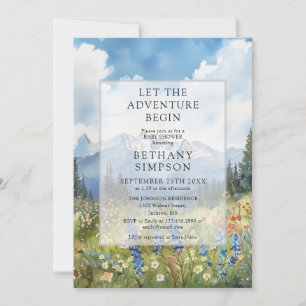 Invitation Baby Shower Floral Montagnard Début d'Aventure