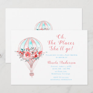 Invitation Baby Shower Floral Montgolfière Les Endroits Où El