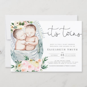 Invitation Baby shower floral neuf pour les jumeaux