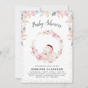 Invitation Baby shower floral nouveau-né