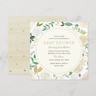 Invitation Baby shower Floral Or Moderne