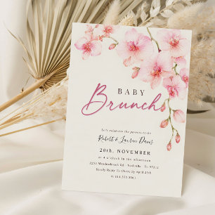 Invitation Baby Shower Floral Orchidée Aquarelle Rose
