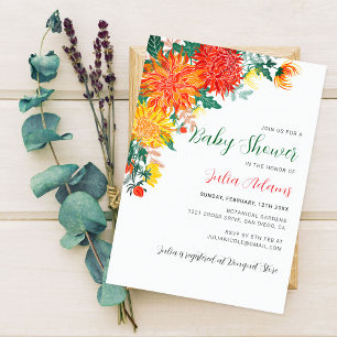 Invitation Baby shower floral Pastel Yellow Spring Dahlia
