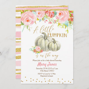Invitation Baby shower Floral Pink Gold