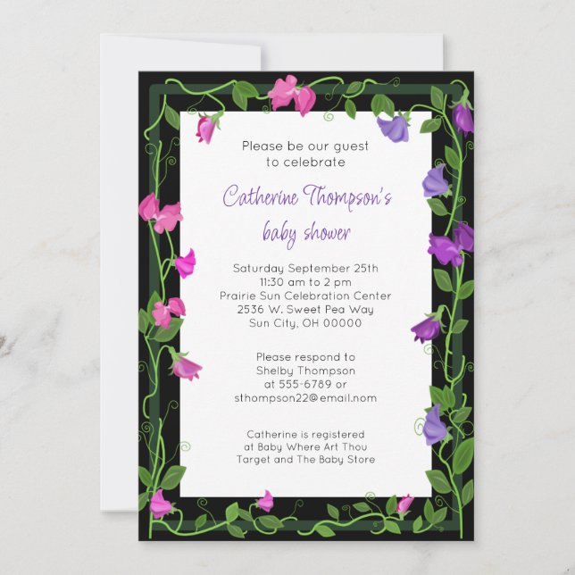 Invitation Baby shower floral pois doux (Devant)