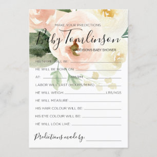 Invitation Baby shower floral prédictions Guest Card