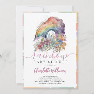 Invitation Baby shower Floral Rainbow Baby