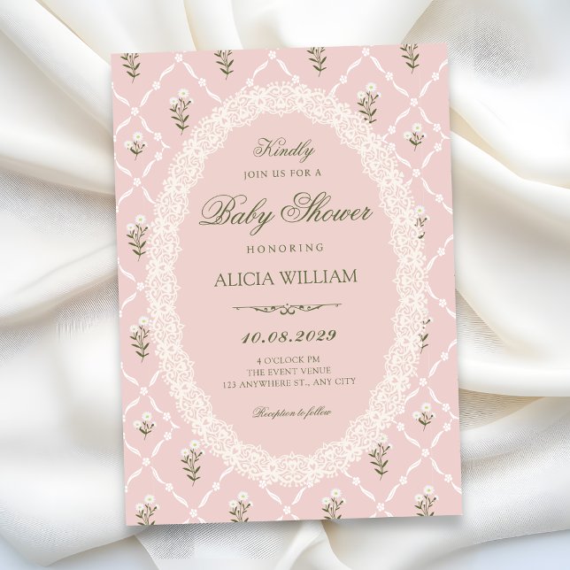 Invitation Baby shower floral rose (Créateur téléchargé)