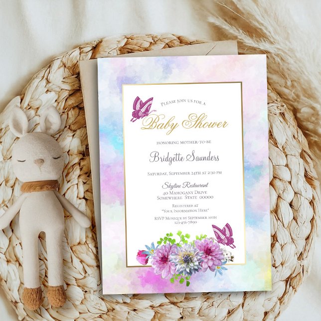 Invitation Baby shower floral rose (Créateur téléchargé)