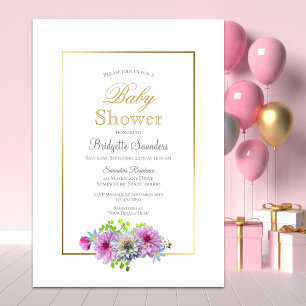 Invitation Baby shower floral rose