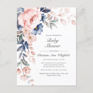 Invitation Baby shower Floral Rose