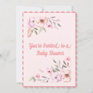 Invitation Baby shower floral rose bébé