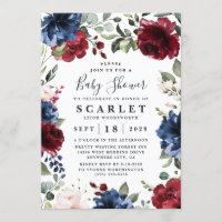 Baby shower floral rose bleu marine Bourgogne