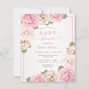 Invitation Baby shower floral rose budget