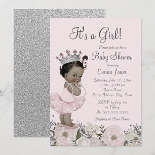 Invitation Baby shower Floral Rose d'Amérique africaine