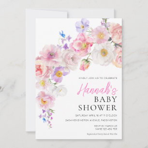 Invitation Baby shower Floral rose Eloise