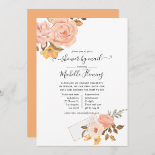 Invitation Baby shower floral rose et or par courrier