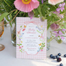 Baby Shower Floral Rose Gingham Printanier