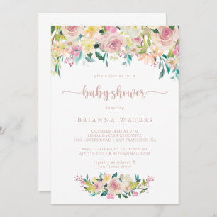 Invitation Baby shower Floral rose Gold Spring