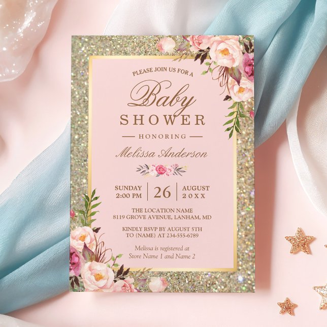 Invitation Baby shower floral rose pâle (Créateur téléchargé)