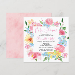 Invitation Baby shower floral rose pâle de l'été Pastel