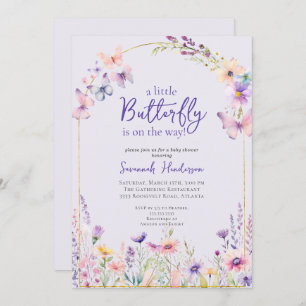 Invitation Baby shower floral rose papillon