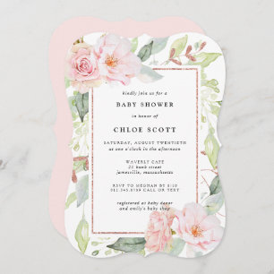 Invitation Baby shower floral rose rose rose