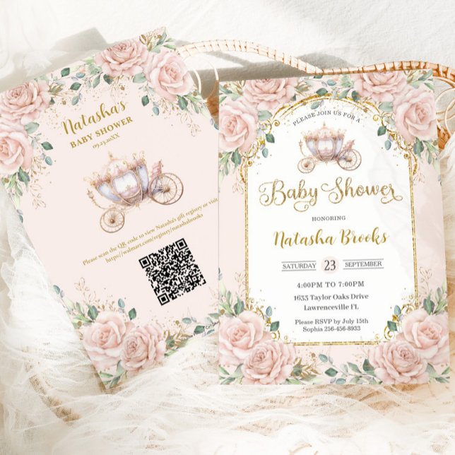 Invitation Baby shower Floral Rose Rose Rose Rose Poulet Prin (Créateur téléchargé)