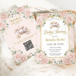Invitation Baby shower Floral Rose Rose Rose Rose Poulet Prin