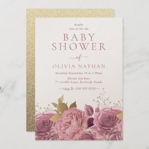 Invitation Baby shower Floral Rose Rose Shimmer
