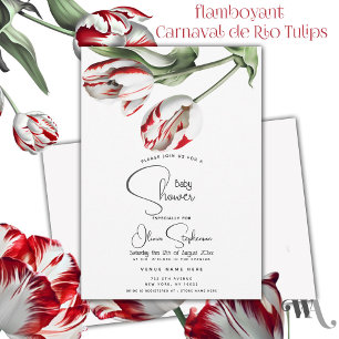 Invitation Baby shower  Floral Rouge et Blanc Tulips Rembrand