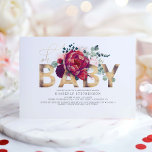 Invitation Baby shower floral rouge et rose vif de Bourgogne<br><div class="desc">Elégant rose rousse,  fleurs rouges bordeaux et parties scintillant d'or texte bébé invitations "Oh Baby"</div>
