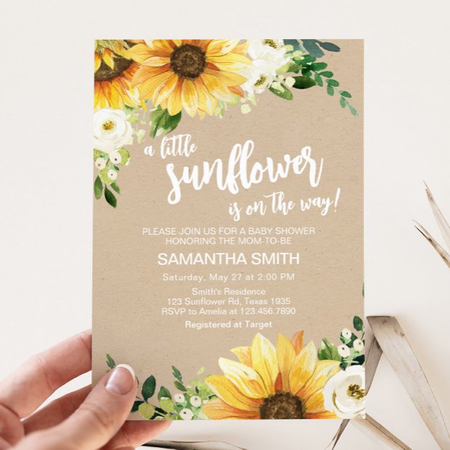 Invitation Baby shower floral rustique de tournesol (Rustic Sunflower Baby Shower Invitation)