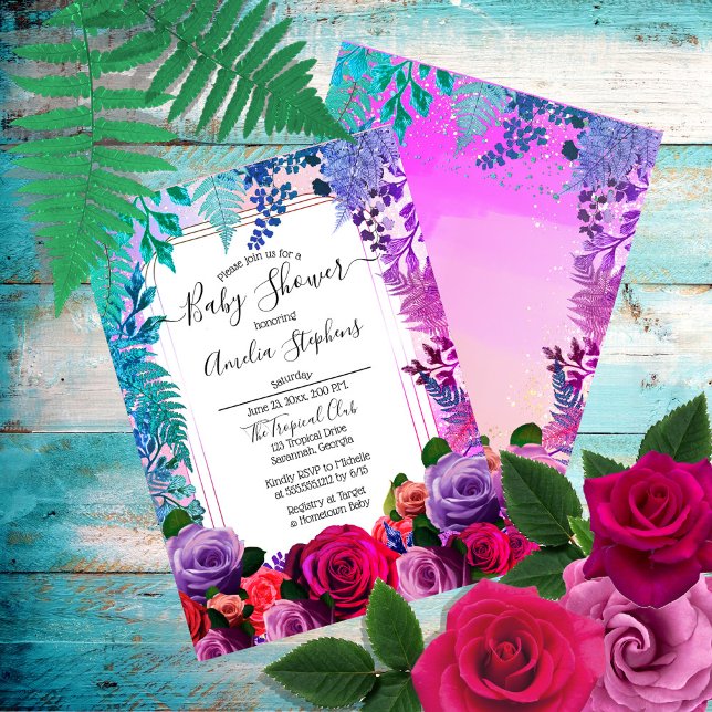 Invitation Baby shower floral sauvage de Boho Tropical (Créateur téléchargé)