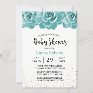 Invitation Baby shower Floral Succulent Rustique