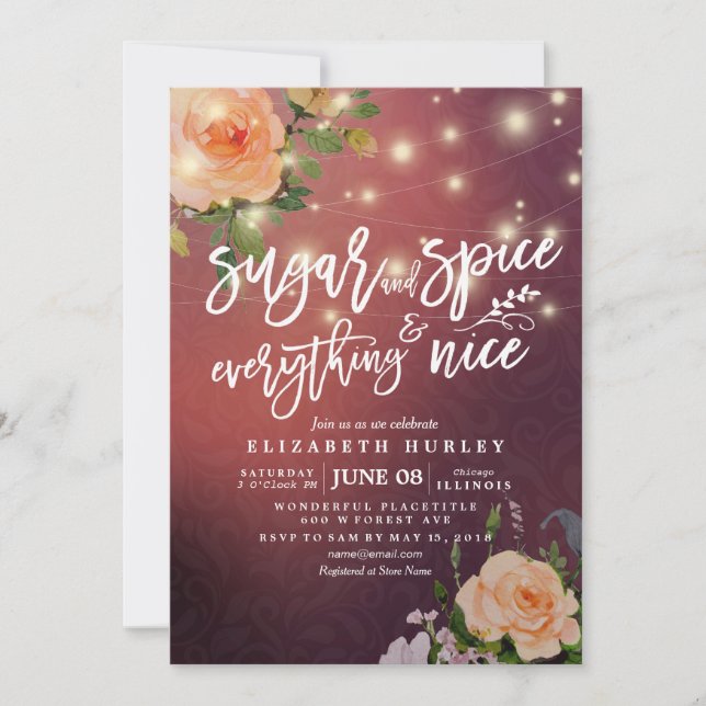 Invitation Baby shower Floral Sucre & Épices & Tout Nice (Devant)