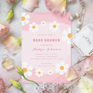 Invitation Baby shower floral super Dusty Rose Retro Daisy