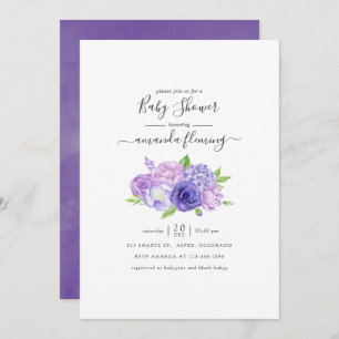 Invitation Baby shower Floral Ultra Violet