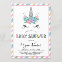 Baby shower floral Unicorn Pastel