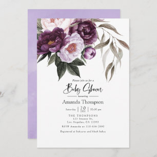 Invitation Baby shower Floral Velvet profond