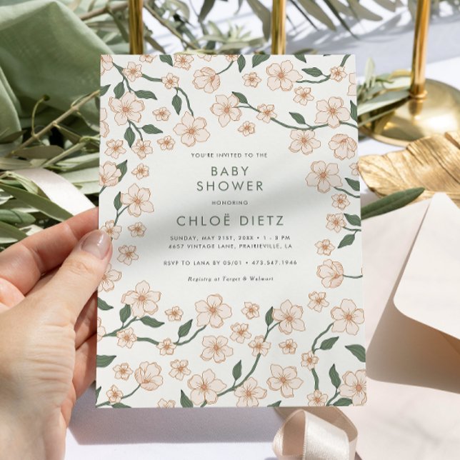 Invitation Baby shower Floral Vintage Boho (Créateur téléchargé)