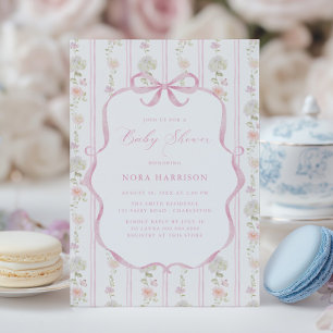 Invitation Baby Shower Floral Vintage Rose Tendre