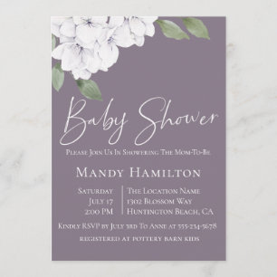 Invitation Baby shower Floral Violet élégant