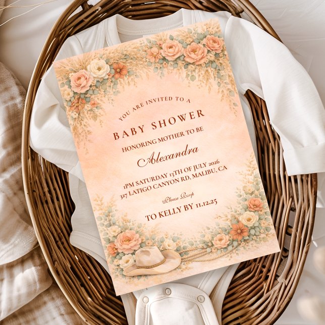 Invitation Baby Shower Floral Western (Créateur téléchargé)